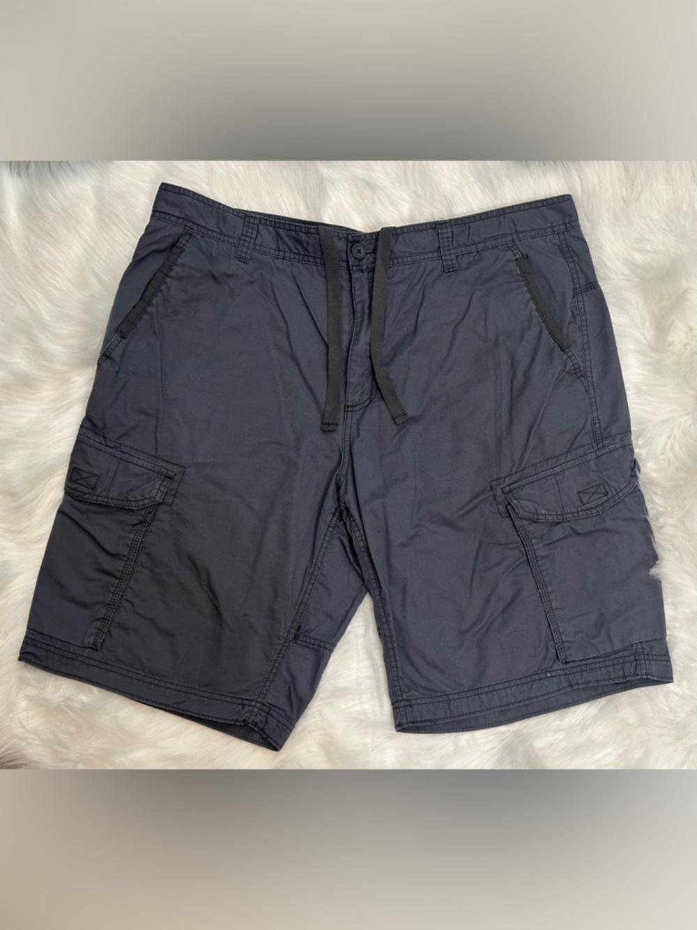Faded Glory Men's Dark Gray Cargo Shorts with Drawstring